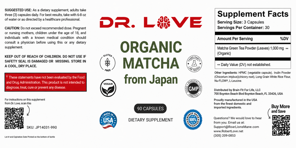 Dr. Love's Organic Matcha - 1000mg